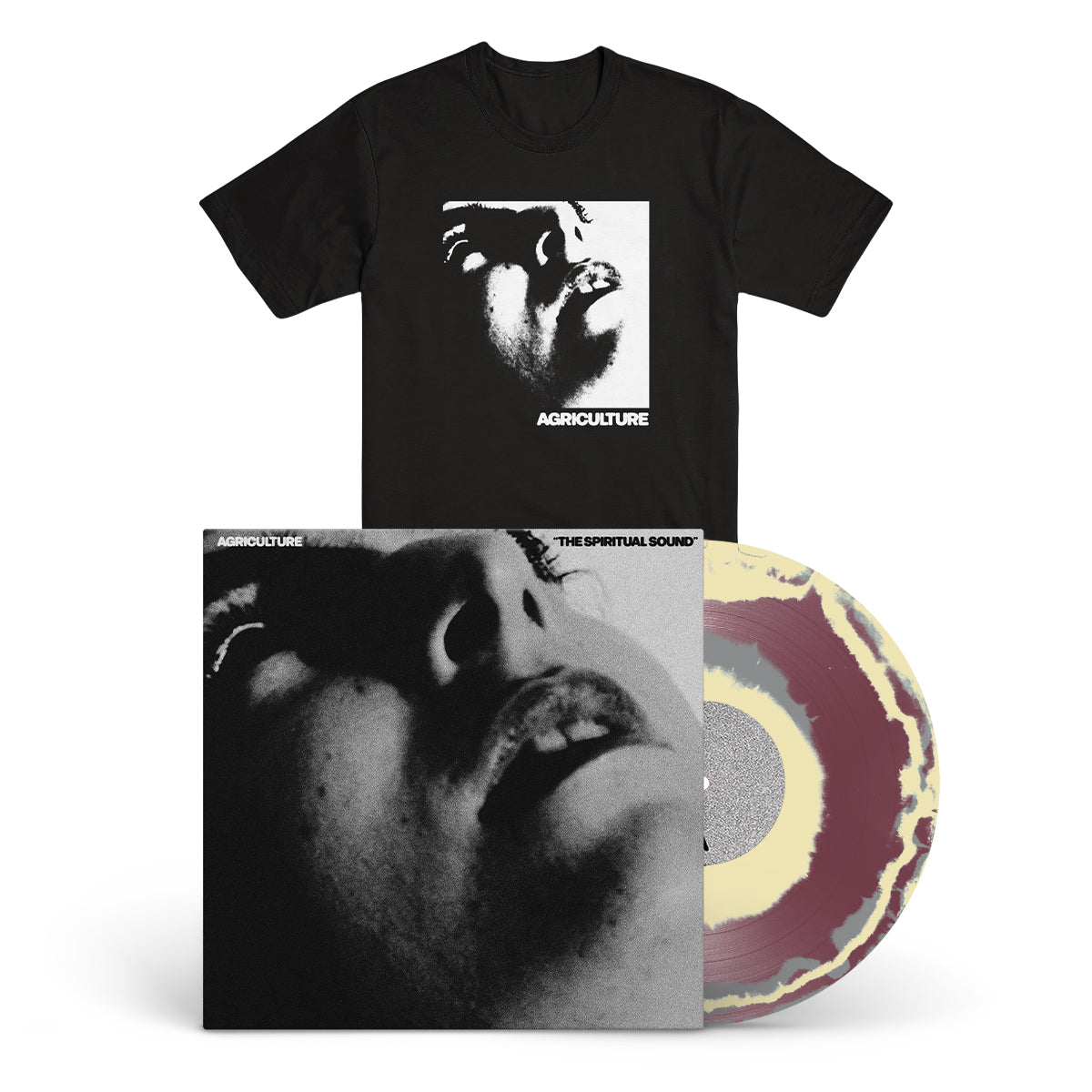 AGRICULTURE &quot;The Spiritual Sound&quot; LP + T-Shirt Bundle RED SILVER BONE MERGE (EG EXCLUSIVE)